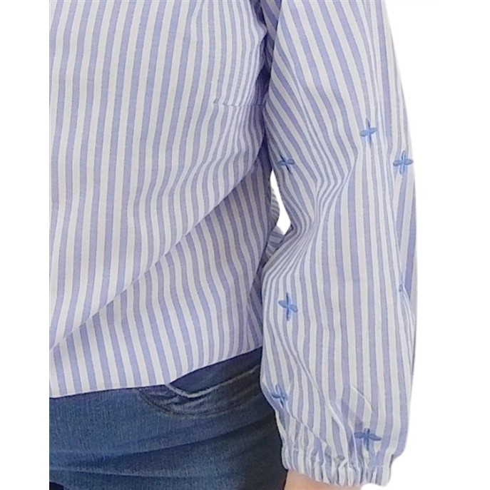 Micha Blouse 144-246 Streep borduur Blauw wit